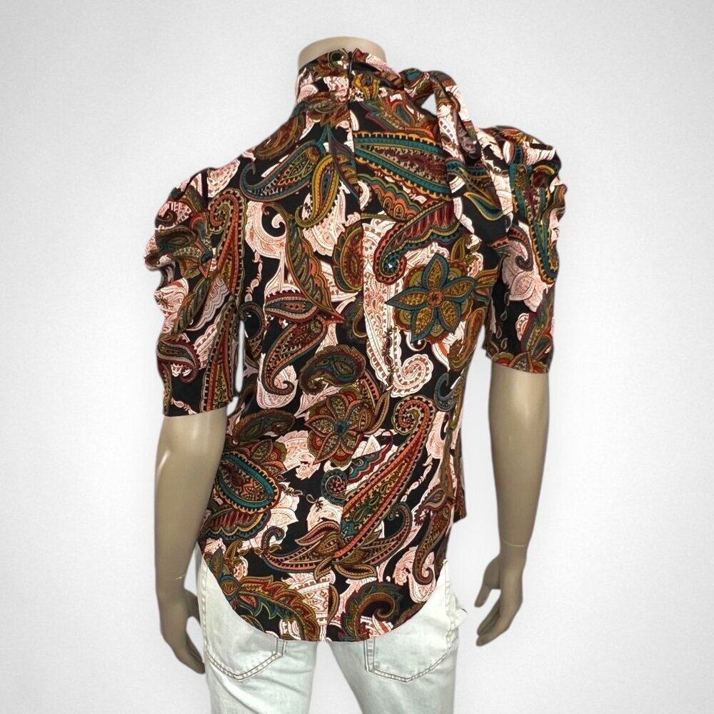 NEW YORK &‎ CO XS Paisley High-Neck Top Office Fall Print - Picture 4 of 12